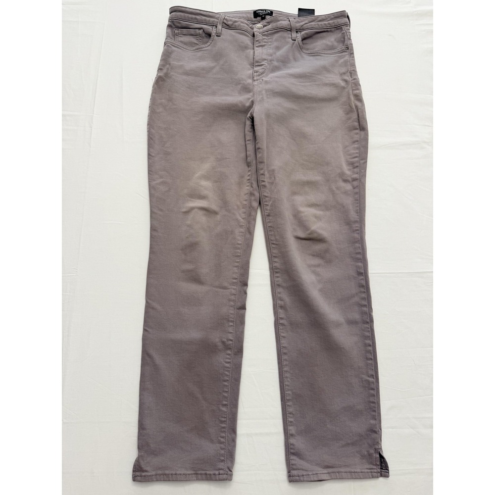 NYDJ‎ Curves 360 Straight Jeans Womens 12 Gray Med Wash Mid Rise 34x30 Denim